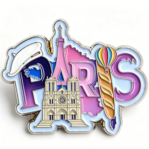 Broche Souvenir de Paris en Métal, Forme Irrégulière, Émail Dur, Alliage de Zinc, Design Lettre, Article de Collection - Product Image 2