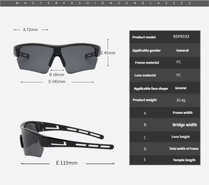 Lunettes de sport polarisées avec cadre PC grand format, logo personnalisé OEM, lunettes de vélo de montagne, lunettes de sport de plein air, lunettes de course à pied - Product Image 3