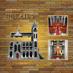 33920 Blocs de construction Scène de rue Cathédrale gothique Ornement de bureau Modèle à assembler Jouet de construction - Product Image 3