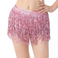 Robe de danseuse Danse du ventre Couche Paillettes Jupe Gland Chaîne Ceintures Wrap Party Club Indien Latin Hula Performance Hanche Taille Écharpe