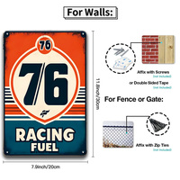 Ensemble de panneaux métalliques 2D vintage pour huile moteur de course, style rétro Route 66 Texaco Mobil STP, décoration murale pour garage, man cave, bar