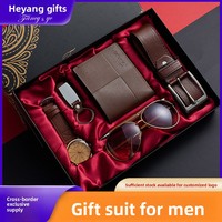 Set Hadiah Bisnis Hari Ayah & Hari Valentine Merek OEM untuk Pria/Suami Jam Tangan Sabuk Dompet Model M2808
