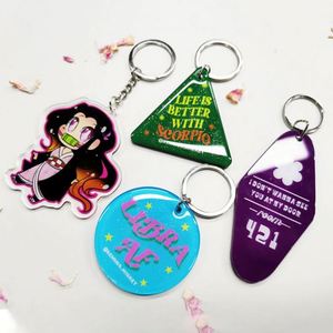 QR Code Logo <b>Custom</b> Design High Quality Low Cheap Hotel <b>Keychain</b> Motel Key Tag Acrylic <b>Keychain</b> - Product Image 1