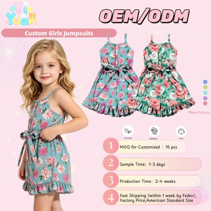 Robe personnalisée Robe d'été sans manches à imprimé floral pour filles Robes décontractées avec ourlet à volants et <span class=keywords><strong>ceinture</strong></span> Vêtements pour filles de 0 à 6 <span class=keywords><strong>ans</strong></span> - Product Image 1
