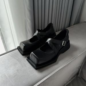 Bailarinas de Punta Cuadrada Estilo Francés para Mujer, de Cuero Genuino, Impermeables, Ligeras, Retro, Acabado Mate, con una Sola Correa y Punta Cerrada - Product Image 5