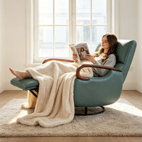 Fauteuil d'appoint électrique pivotant moderne en demi-cuir, capitonné losanges, en cuir véritable et PU, style luxueux pour salon, bureau à domicile, hôtel