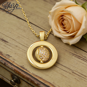 <span class=keywords><strong>Collana</strong></span> di Lusso con Globo Rotante, Ciondolo a Sfera Girevole in Rame Placcato Oro, Gioielli alla Moda Anti-Appannamento - Product Image 2
