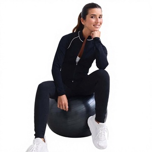 Women Yoga <b>Jumpsuit</b> Full Length High Waist <b>Long</b> <b>Sleeve</b> Zipper Solid <b>Black</b> Breathable Spandex Polyester Casual All Seasons - Product Image 1