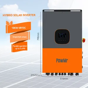 PowMr Inverter tenaga surya 12kW 48V MPPT, Inverter tenaga surya 120/240V AC fase Split gelombang sinus murni