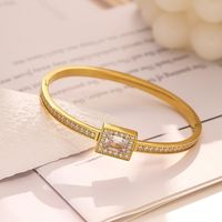 Mlluki Fashion Bracelets et Joncs en Acier Inoxydable Plaqué Or 18K avec Breloques Diamant et Bijoux en Zircon pour Femme