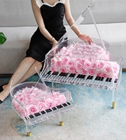 Luxueuze acryl piano bewaardoos met roos ornament voor de eerste akkoord-eternity flower gift Valentijnsdag Kerstmis housewarming