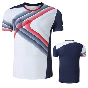 Grosir Logo Kustom Dicetak 100% Poliester Cepat Kering Bernapas Pria Lengan Pendek Tenis Meja Olahraga T Shirt - Product Image 4