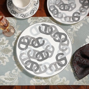 Ensemble de 4 pièces de vaisselle de luxe en céramique grise, style annulaire, pour salle à manger, décoration d'intérieur raffinée, en porcelaine, vente chaude - Product Image 6