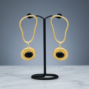 Boucles d'oreilles pendantes en laiton plaqué or faites à la main avec pierres précieuses, style ethnique bohème, pour mariage - Product Image 3