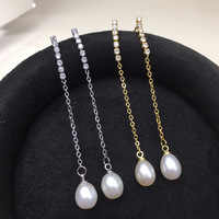 SHDIYAYUN Boucles d'oreilles pendantes en perles d'eau douce naturelles, style minimaliste, très tendance