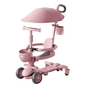 Alloy Baby Scooter Anti-Slip Pedal With PU Flash Wheel Simulated Leather Guardrail Plastic Toy Vehicle Child Ride-On Similar Car