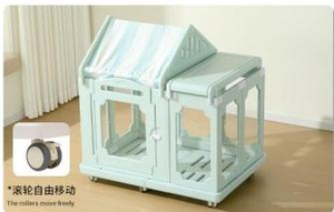 Elegante y Dulce Mansión Modular para Mascotas de HDPE, Recinto Interior Impermeable y Fácil de Limpiar con Ruedas Móviles y Desmontable - Product Image 6