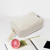 Sac cosmétique portable écologique personnalisé avec fermeture à glissière, poignée souple, grande capacité, maquillage naturel