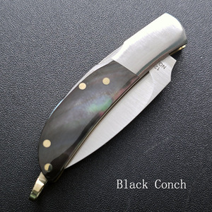 TONGYE 12c27 thép không gỉ gấp Pocket Knife Đen ốc xà cừ xử lý chiến thuật EDC DIY OEM răng cưa cạnh - Product Image 4