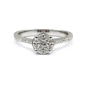 Best Workmanship Classic High Quality 18k Solid White Gold Real Diamond Engagement Wedding Party Cluster Rings Women's - Product Image 1