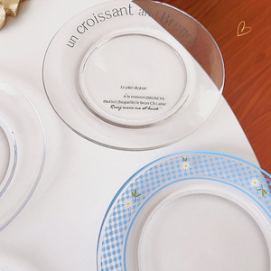 Petite <span class=keywords><strong>assiette</strong></span> en verre transparente, résistante aux micro-ondes et aux hautes températures, motif végétal, <span class=keywords><strong>assiette</strong></span> plate pour fruits, gâteaux et desserts - Product Image 4