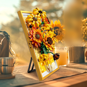 Bloques de Construcción Creativos con Marco de Imagen de Girasoles de <span class=keywords><strong>Van</strong></span> <span class=keywords><strong>Gogh</strong></span> JJ9233, Plástico ABS, Juguete Educativo de Construcción, Modelo para Montar en la Pared - Product Image 2