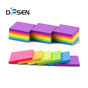 DESEN (24 팩) 스티커 메모 3x3 in 포스트 밝은 스티커 다채로운 슈퍼 스틱 파워 메모 패드 강력 접착 74 시트/패드