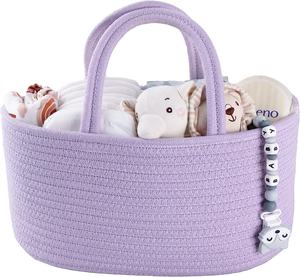 Organizador de Pañales para Bebé Niño - Cesta de Almacenamiento de Cuerda de Algodón con Compartimentos, Cestas de Almacenamiento Plegables - Product Image 6