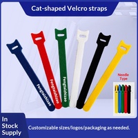 Organisateur de câbles de données, design tête de chat, sangle Velcro double face en tissu (Nylon + Polyester), sangle de rangement minimaliste