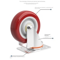 Petites roues pivotantes universelles rouges de 3 pouces 5 pouces en polyuréthane Roue de chariot à frein silencieux directionnel léger