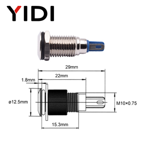 10mm Konkave Metall-Kontrollleuchte mit Lötpins, Rot, Grün, Blau, Weiß, Gelb LED-Signallampe für Auto, LKW, Motorrad - Product Image 2