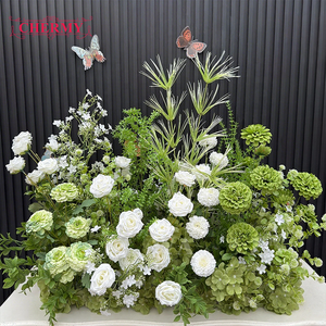 Décoration de mariage en plein air, arrangement floral blanc et vert, allées fleuries élégantes, hortensias, <span class=keywords><strong>fleurs</strong></span> artificielles personnalisées pour le sol - Product Image 2