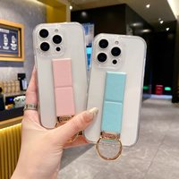 Étui multifonctionnel pour téléphone portable pour iPhone 16 Pro Max Support métallique Housse de protection en TPU pour 15 Plus 14 13 Mini 12 11