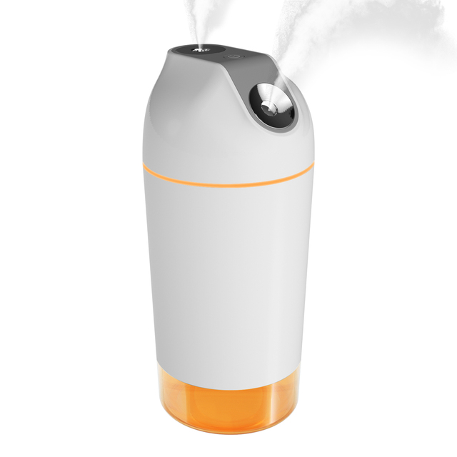 Rechargeable Mini Ultrasonic Air Humidifier with LED Night Light Double Nozzles for Car Home Outdoor Use 1-Year Warranty