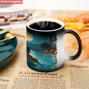 Mug à café en céramique noir givré 11 oz, tasse magique changeant de couleur à la chaleur, détente à la maison - Product Image 5