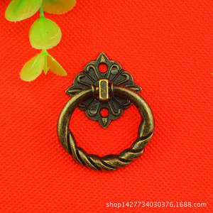 Antique Style Ring Cabinet Handle 37x45mm Double Hole Traditional Design For Drawer <b>Wardrobe</b> Door Furniture <b>Hardware</b> BE32 - Product Image 5