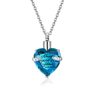 Luxe <span class=keywords><strong>En</strong></span> Acier Inoxydable Pierre De Naissance Cercueil Collier Amour Verre Cremains Pendentif Urne Commémorative pour Parents Animaux Élégant - Product Image 6