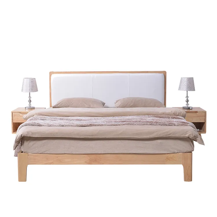 2022 stile nordico giapponese moderno 1.8 e 1.5 metri mobili camera da letto semplice letto imbottito letto in legno massello di rovere naturale