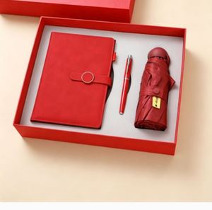 2026 Business Gift Office Stationery Pu Leather Hardcover Journal Notebook With Umbrella and Pen Set - Product Image 4
