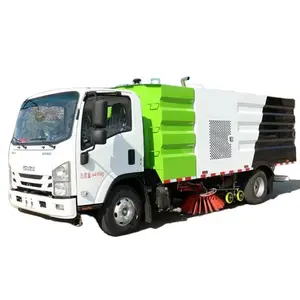 Gloednieuwe Japan Isuzu 4X2 Hoge Efficiëntie Bezem Vacuüm Nieuwe Weg Veegmachine Automatische Dumping Vloer Veegmachine Truck Hot Selling