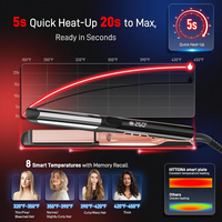 Pelurus Rambut Flat Iron 2 in 1 Pelurus & Pengeriting dengan Layar LED Pemanasan Cepat Suhu Dapat Diatur untuk Rambut Keriting Rusak