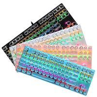 Clavier mécanique filaire pour jeux T-WOLF T75 avec 104 touches RGB programmables, anti-ghosting, axe cyan et panneau métallique