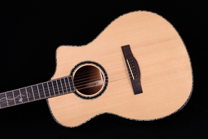 Venta de Fábrica Guitarra Acústica de Madera Maciza Brillante de 41 Pulgadas con Tapa de Abeto, Fondo y Lados de Caoba, Cutaway y Bonita Incrustación de Concha AK-520G - Product Image 2