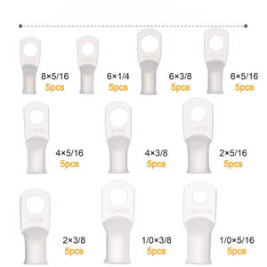Terminales de Anillo de Cobre Estañado AWG8 1/0 para Cable de Batería, 50 Piezas de Varios Tamaños - Product Image 1