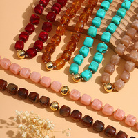Collier de perles tendance en résine géométrique HL OEM/ODM, matériaux écologiques, idéal pour les vacances d'été, parfait pour un cadeau