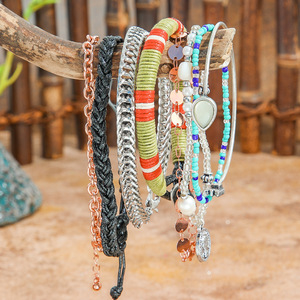 Bohemian Wrap Bracelets Multilayer Beaded Alloy <b>Rose</b> <b>Gold</b> Plated Unisex Fashion Jewelry - Product Image 3