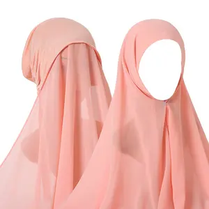 Hot Sale Muslim Women Girls Large Covered Hijab Chiffon Solid Color Ethnic Style Hijab Shawl