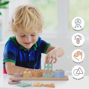 Jouets <span class=keywords><strong>Montessori</strong></span> Tri et empilage en bois, jouets <span class=keywords><strong>Montessori</strong></span> pour garçons et filles de 1 à 3 ans - Product Image 6