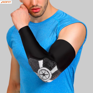 Manchon de compression pour <span class=keywords><strong>bras</strong></span> avec coussinet anti-choc en nid d'abeille pour le coude, idéal pour la course, le basketball, l'exercice, le fitness, le cyclisme et la protection sportive - Product Image 4