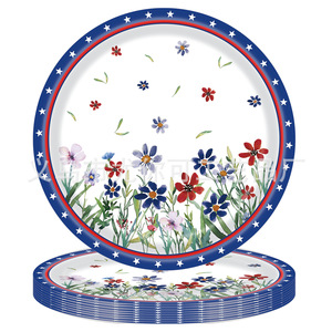 Poppy Themed Party Tableware Set Rectangle Digital Printing Blue <b>Red</b> Green Birthday Decor Environment Friendly Plastic <b>Paper</b> - Product Image 2